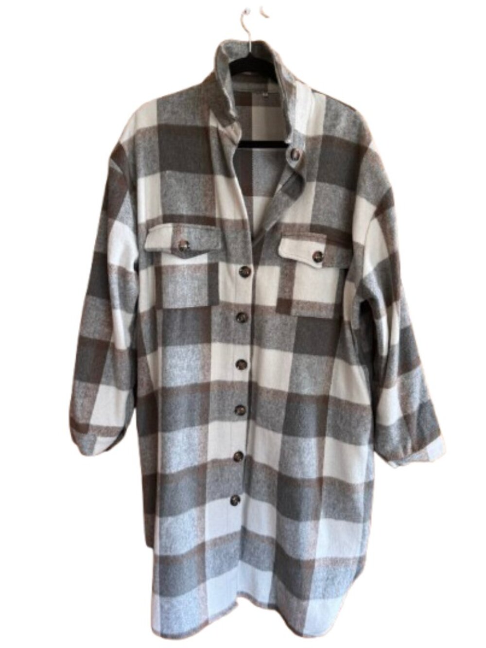 Fall Plaid long coat shirt/jacket, Size 2XL (P3)